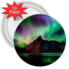 Aurora Borealis Nature Sky Light 3  Buttons (10 Pack)  by B30l