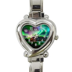 Aurora Borealis Nature Sky Light Heart Italian Charm Watch by B30l