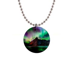 Aurora Borealis Nature Sky Light 1  Button Necklace by B30l