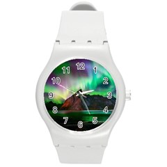 Aurora Borealis Nature Sky Light Round Plastic Sport Watch (m) by B30l