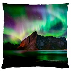 Aurora Borealis Nature Sky Light Large Premium Plush Fleece Cushion Case (one Side) by B30l