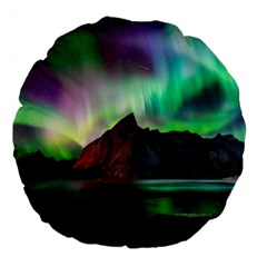 Aurora Borealis Nature Sky Light Large 18  Premium Flano Round Cushions by B30l