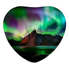 Aurora Borealis Nature Sky Light Heart Glass Fridge Magnet (4 Pack)