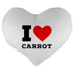 I love carrots  Large 19  Premium Flano Heart Shape Cushions Back