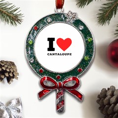 I Love Cantaloupe  Metal X mas Lollipop With Crystal Ornament by ilovewhateva