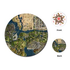 Map Illustration Gta Playing Cards Single Design (round)