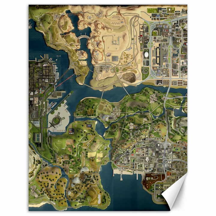 Map Illustration Gta Canvas 12  x 16 