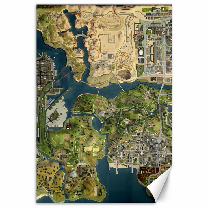 Map Illustration Gta Canvas 12  x 18 