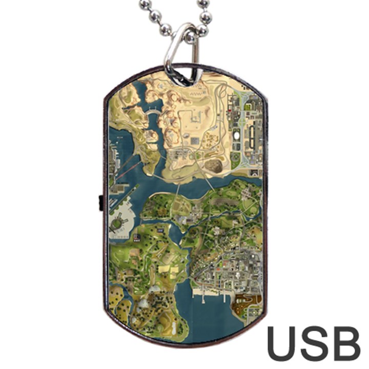 Map Illustration Gta Dog Tag USB Flash (Two Sides)