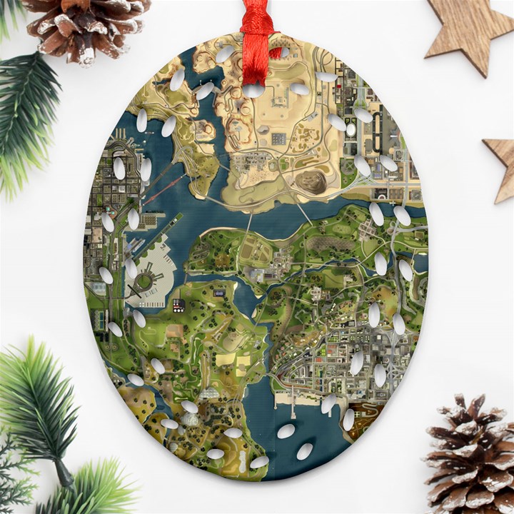 Map Illustration Gta Ornament (Oval Filigree)