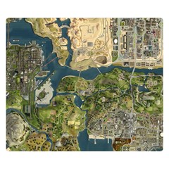 Map Illustration Gta Two Sides Premium Plush Fleece Blanket (small) by B30l