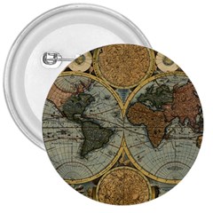 Vintage World Map Travel Geography 3  Buttons by B30l