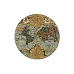 Vintage World Map Travel Geography Magnet 3  (round) by B30l