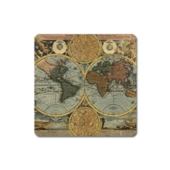 Vintage World Map Travel Geography Square Magnet by B30l