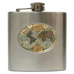 Vintage World Map Travel Geography Hip Flask (6 oz) Front