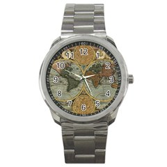 Vintage World Map Travel Geography Sport Metal Watch by B30l