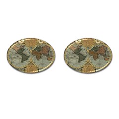 Vintage World Map Travel Geography Cufflinks (oval) by B30l