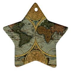 Vintage World Map Travel Geography Star Ornament (two Sides)