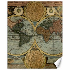 Vintage World Map Travel Geography Canvas 16  X 20  by B30l