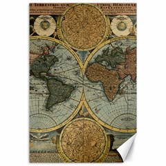 Vintage World Map Travel Geography Canvas 24  X 36  by B30l