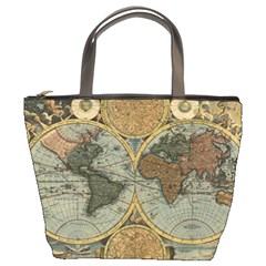 Vintage World Map Travel Geography Bucket Bag by B30l