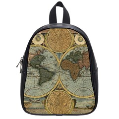 Vintage World Map Travel Geography School Bag (small) by B30l