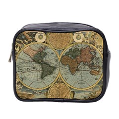 Vintage World Map Travel Geography Mini Toiletries Bag (two Sides) by B30l