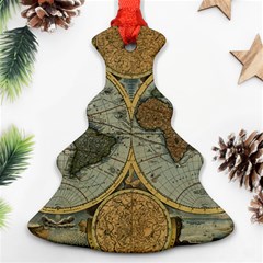 Vintage World Map Travel Geography Christmas Tree Ornament (two Sides) by B30l