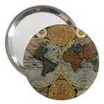 Vintage World Map Travel Geography 3  Handbag Mirrors Front