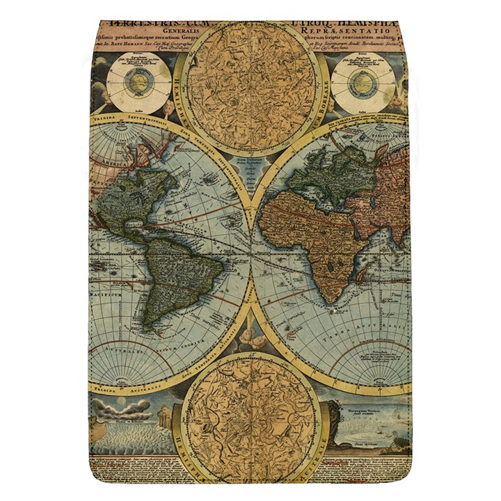 Vintage World Map Travel Geography Removable Flap Cover (L)