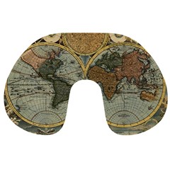 Vintage World Map Travel Geography Travel Neck Pillow by B30l