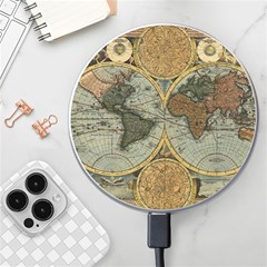 Vintage World Map Travel Geography Wireless Fast Charger(white) by B30l