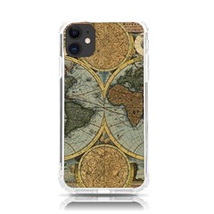 Vintage World Map Travel Geography Iphone 11 Tpu Uv Print Case by B30l