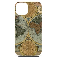 Vintage World Map Travel Geography Iphone 14 Black Uv Print Case by B30l