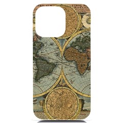 Vintage World Map Travel Geography Iphone 14 Pro Max Black Uv Print Case by B30l