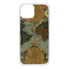 Vintage World Map Travel Geography Iphone 14 Tpu Uv Print Case by B30l