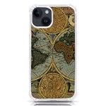 Vintage World Map Travel Geography iPhone 14 TPU UV Print Case Front