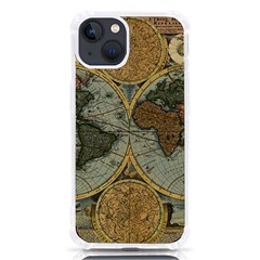 Vintage World Map Travel Geography Iphone 13 Tpu Uv Print Case by B30l