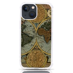 Vintage World Map Travel Geography Iphone 13 Mini Tpu Uv Print Case by B30l