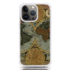 Vintage World Map Travel Geography Iphone 13 Pro Tpu Uv Print Case by B30l