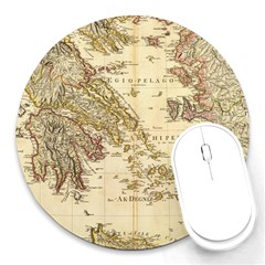 Map Of Greece Archipelago Round Mousepad by B30l