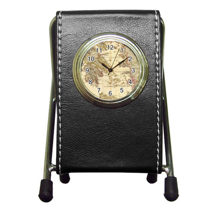 Map Of Greece Archipelago Pen Holder Desk Clock