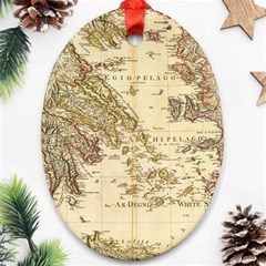 Map Of Greece Archipelago Oval Ornament (two Sides)