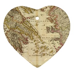 Map Of Greece Archipelago Heart Ornament (two Sides) by B30l