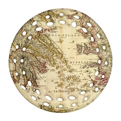 Map Of Greece Archipelago Round Filigree Ornament (two Sides) by B30l