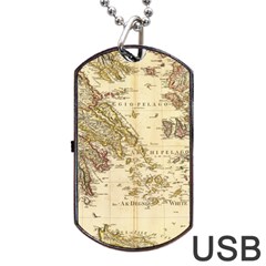 Map Of Greece Archipelago Dog Tag Usb Flash (one Side) by B30l