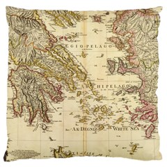 Map Of Greece Archipelago Large Cushion Case (one Side) by B30l