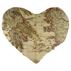 Map Of Greece Archipelago Large 19  Premium Heart Shape Cushions by B30l