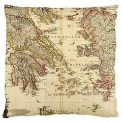 Map Of Greece Archipelago Large Premium Plush Fleece Cushion Case (two Sides) by B30l