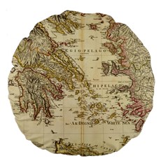 Map Of Greece Archipelago Large 18  Premium Flano Round Cushions by B30l